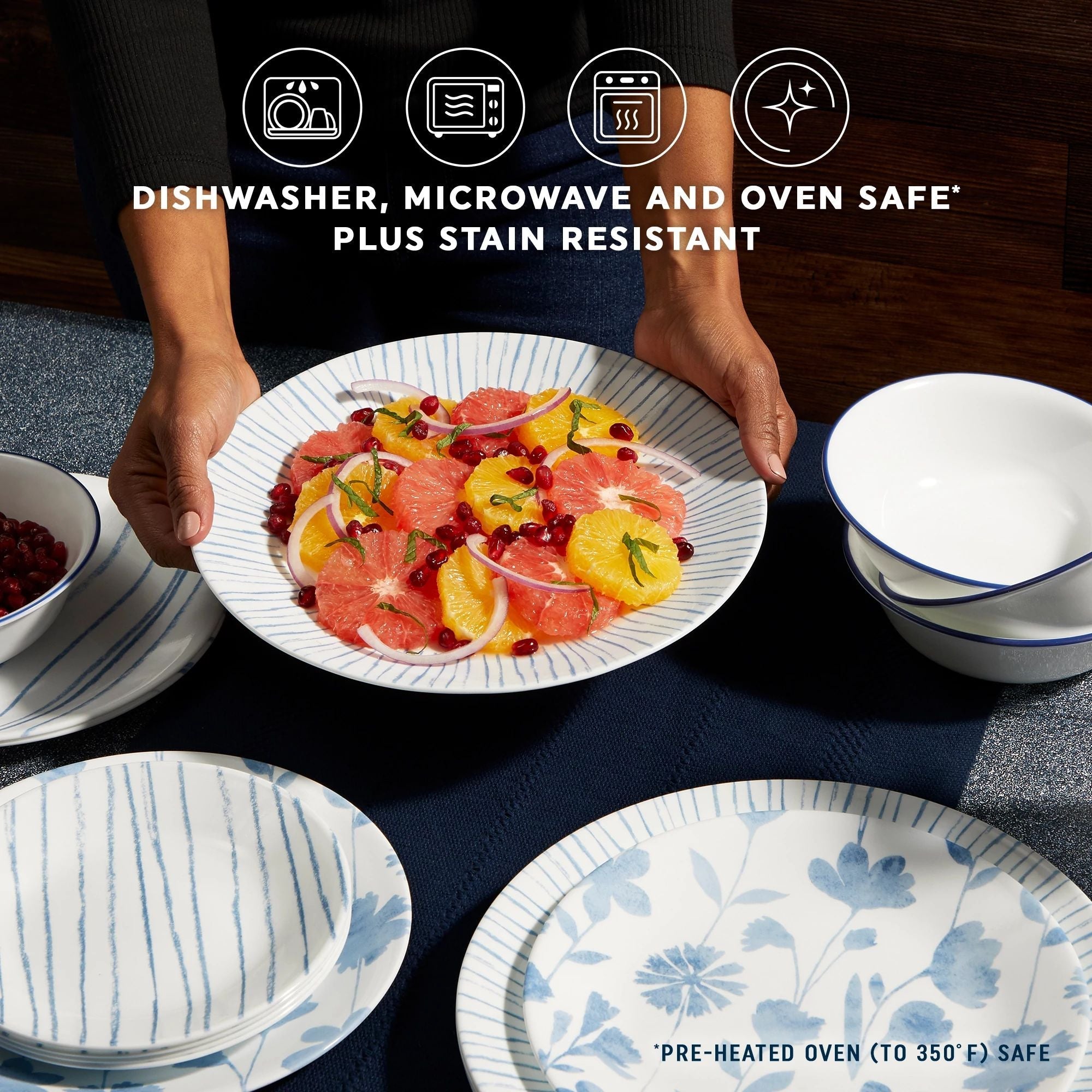 Corelle® Botanical Stripes 32-piece Dinnerware Set, Service for 8